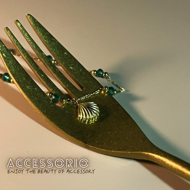 ╶◇╴拾飾 Accessorio 現貨  綠珠手工細項鍊 百搭 鈦鋼鍍18K金 小貝殼項鍊-細節圖6