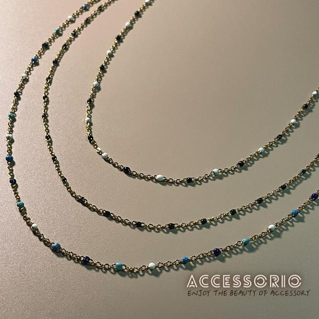 ╶◇╴拾飾 Accessorio 現貨  彩色豆豆 細項鍊 百搭 鈦鋼鍍18K金 鎖骨項鍊-細節圖2