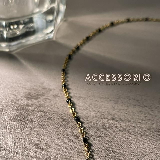 ╶◇╴拾飾 Accessorio 現貨  彩色豆豆 細項鍊 百搭 鈦鋼鍍18K金 鎖骨項鍊-細節圖3