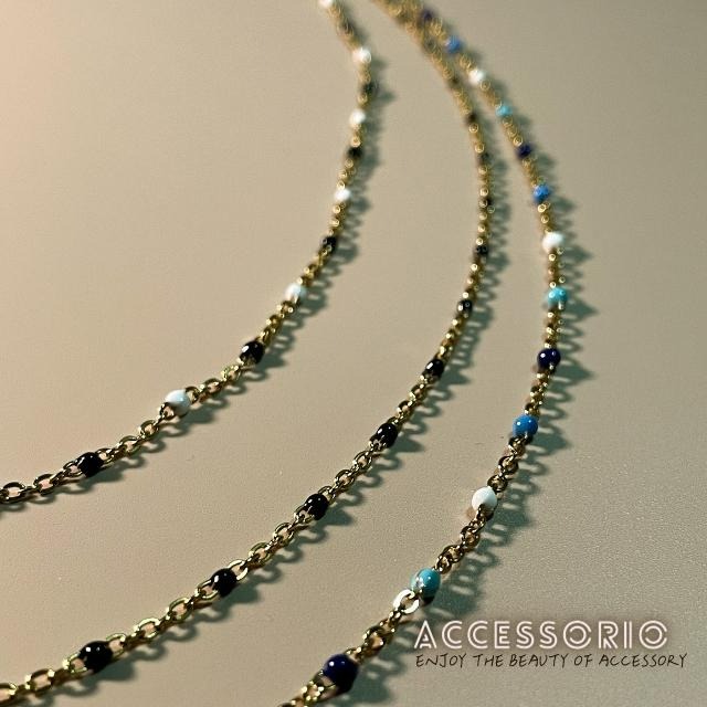 ╶◇╴拾飾 Accessorio 現貨  彩色豆豆 細項鍊 百搭 鈦鋼鍍18K金 鎖骨項鍊-細節圖5