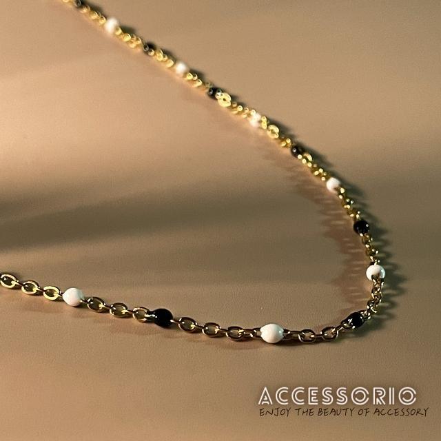 ╶◇╴拾飾 Accessorio 現貨  彩色豆豆 細項鍊 百搭 鈦鋼鍍18K金 鎖骨項鍊-細節圖9