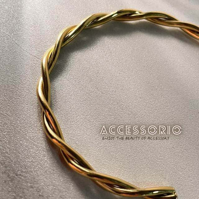 ╶◇╴拾飾 Accessorio 現貨  麻花 雙線扭轉 鈦鋼鍍18K金手環 日常 簡約 質感 氣質 百搭 ins風-細節圖4