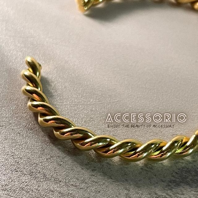 ╶◇╴拾飾 Accessorio 現貨  麻花 雙線扭轉 鈦鋼鍍18K金手環 日常 簡約 質感 氣質 百搭 ins風-細節圖5