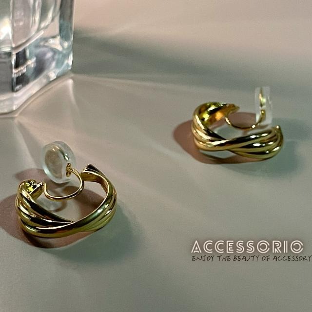 ╶◇╴拾飾 Accessorio 現貨 S925銀 14K包金 幾何圓形耳環 耳夾-細節圖2