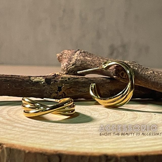 ╶◇╴拾飾 Accessorio 現貨 S925銀 14K包金 幾何圓形耳環 耳夾-細節圖3