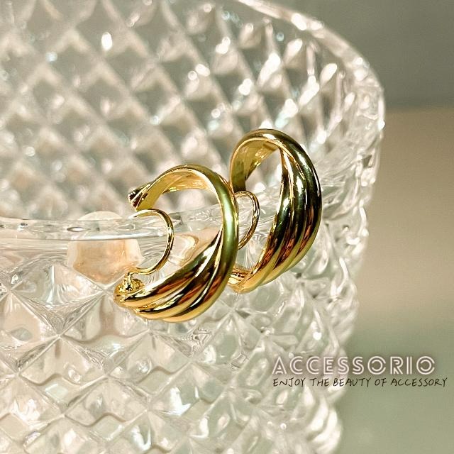 ╶◇╴拾飾 Accessorio 現貨 S925銀 14K包金 幾何圓形耳環 耳夾-細節圖5