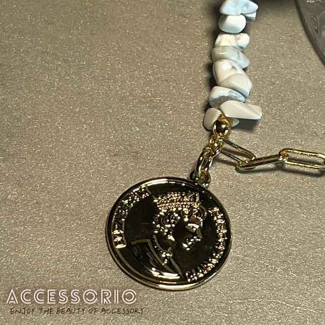 ╶◇╴拾飾 Accessorio 現貨  歐美風 項鍊拼接白色天然玉石 女王金幣吊墜 鎖骨鍊 鍍18K金項鍊-細節圖7