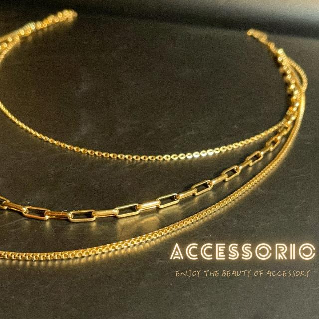 ╶◇╴拾飾 Accessorio 現貨  鈦鋼鍍18K金 歐美風 三層疊戴項鍊-細節圖5