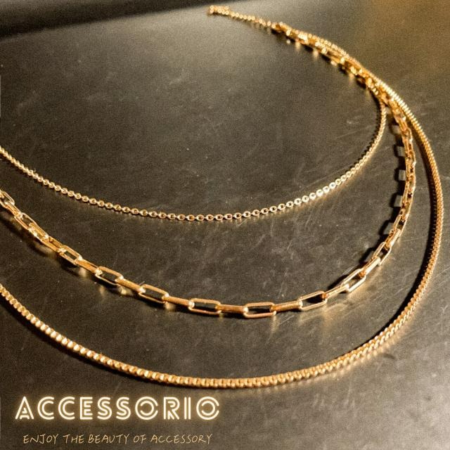 ╶◇╴拾飾 Accessorio 現貨  鈦鋼鍍18K金 歐美風 三層疊戴項鍊-細節圖6