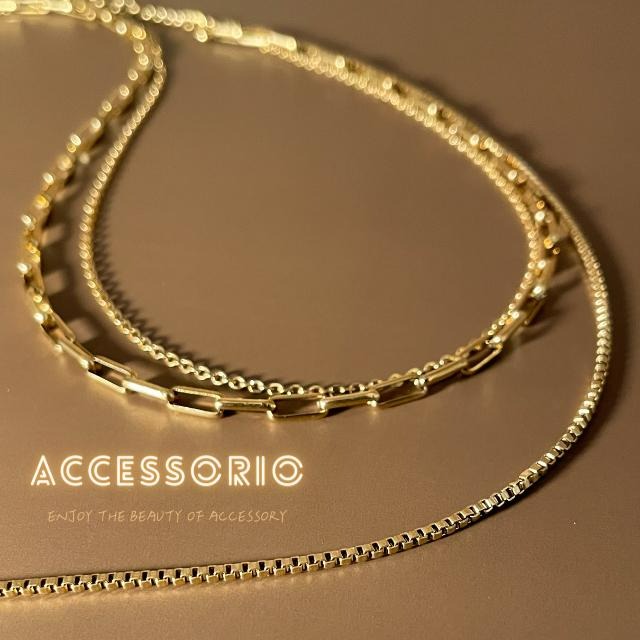 ╶◇╴拾飾 Accessorio 現貨  鈦鋼鍍18K金 歐美風 三層疊戴項鍊-細節圖7