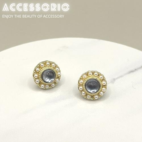 ╶◇╴拾飾 Accessorio 現貨  氣質 輕奢 珍珠藍寶石耳夾-細節圖2