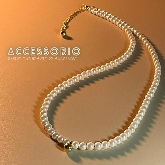 ╶◇╴拾飾 Accessorio 現貨  珍珠項鍊 14K金電鍍4MM小金圓球 吊墜項鍊-細節圖3