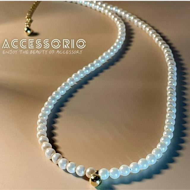 ╶◇╴拾飾 Accessorio 現貨  珍珠項鍊 14K金電鍍4MM小金圓球 吊墜項鍊-細節圖4