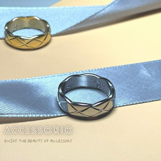╶◇╴拾飾 Accessorio 現貨  鈦鋼菱形格紋戒指-細節圖2