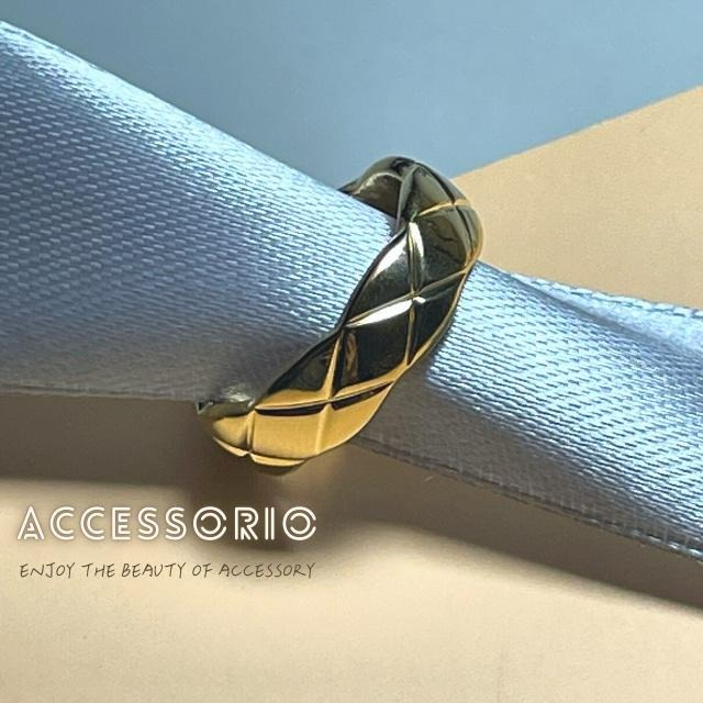╶◇╴拾飾 Accessorio 現貨  鈦鋼菱形格紋戒指-細節圖5