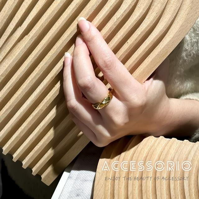 ╶◇╴拾飾 Accessorio 現貨  鈦鋼菱形格紋戒指-細節圖6