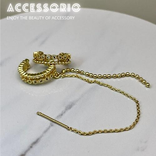 ╶◇╴拾飾 Accessorio 現貨  上耳超好看 S925純銀度14K金耳骨夾耳線-細節圖4