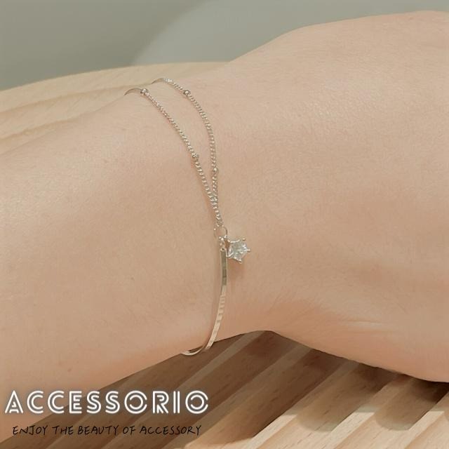 ╶◇╴拾飾 Accessorio 現貨  最美的星光 S925純銀 單鑽鋯石 小圓珠手鍊-細節圖2