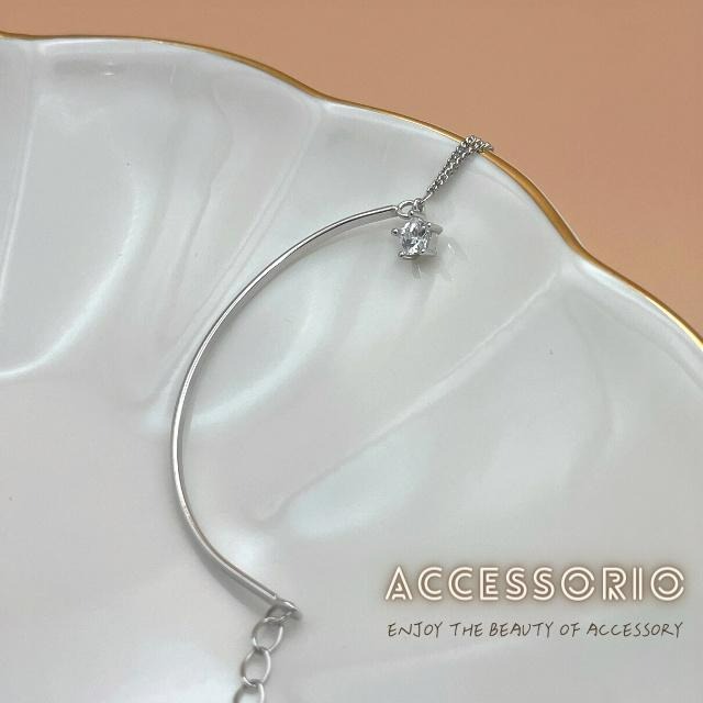 ╶◇╴拾飾 Accessorio 現貨  最美的星光 S925純銀 單鑽鋯石 小圓珠手鍊-細節圖5