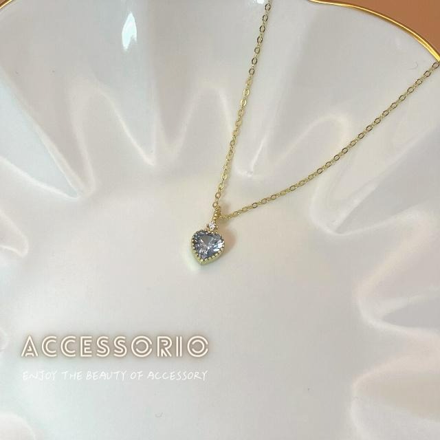 ╶◇╴拾飾 Accessorio 現貨  藍鋯石愛心 S925鍍14K金項鍊-細節圖6