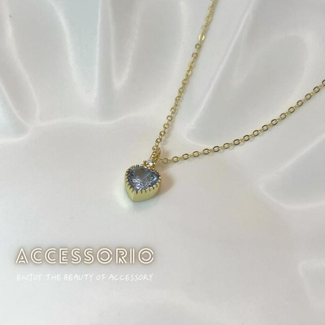 ╶◇╴拾飾 Accessorio 現貨  藍鋯石愛心 S925鍍14K金項鍊-細節圖7