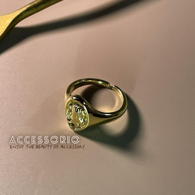 ╶◇╴拾飾 Accessorio 現貨  金色人像 開口可調式 戒指-細節圖3