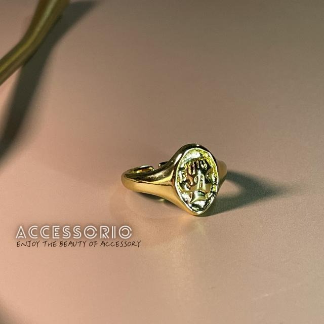 ╶◇╴拾飾 Accessorio 現貨  金色人像 開口可調式 戒指-細節圖5