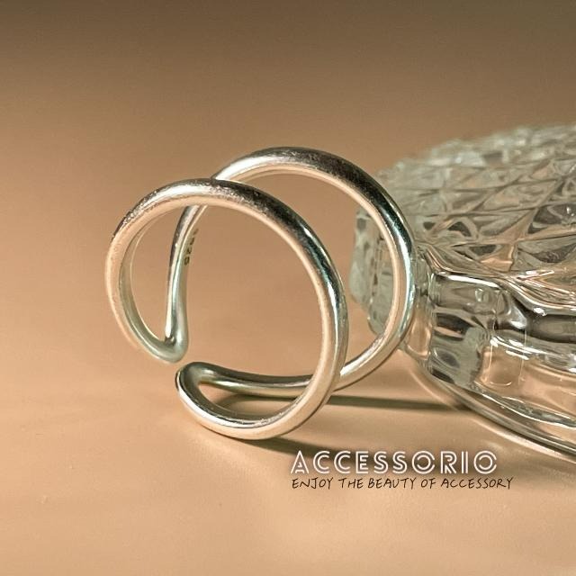 ╶◇╴拾飾 Accessorio 現貨  雙層大開口 銀色可調式戒指-細節圖3