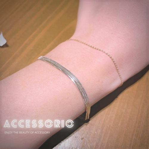 ╶◇╴拾飾 Accessorio 現貨  歐美簡約風 超閃三層 S925銀 蛇骨手鍊 純銀手鏈-細節圖2