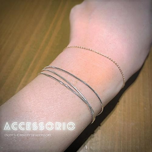 ╶◇╴拾飾 Accessorio 現貨  歐美簡約風 超閃三層 S925銀 蛇骨手鍊 純銀手鏈-細節圖3