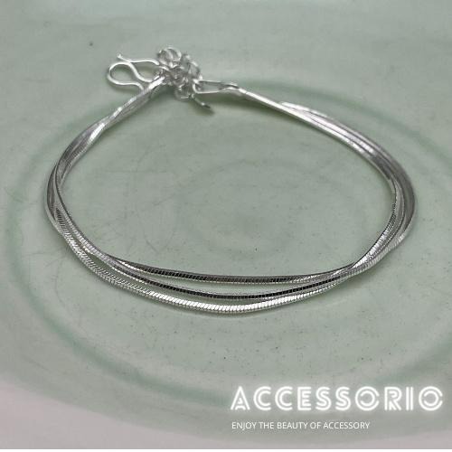 ╶◇╴拾飾 Accessorio 現貨  歐美簡約風 超閃三層 S925銀 蛇骨手鍊 純銀手鏈-細節圖4
