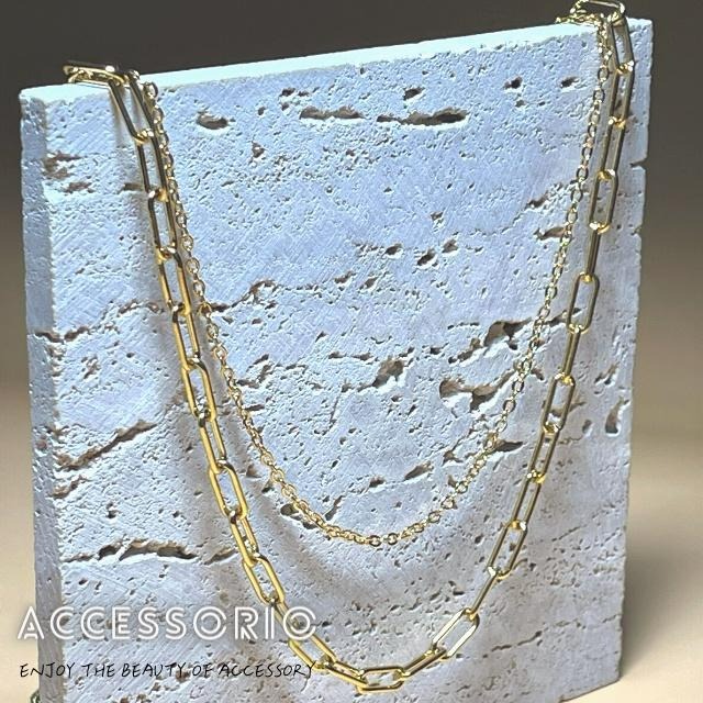 ╶◇╴拾飾 Accessorio 現貨  鍍18K金 雙層疊戴項鍊-細節圖3