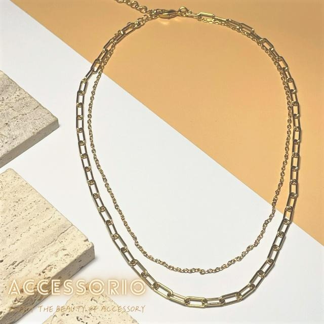 ╶◇╴拾飾 Accessorio 現貨  鍍18K金 雙層疊戴項鍊-細節圖5