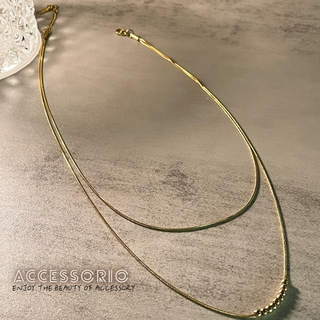 ╶◇╴拾飾 Accessorio 現貨  迷你金豆 雙層項鍊-細節圖4