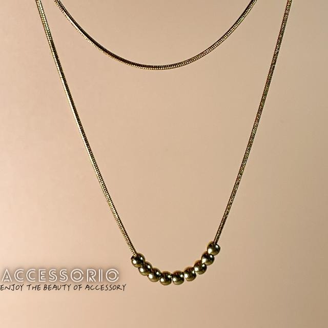 ╶◇╴拾飾 Accessorio 現貨  迷你金豆 雙層項鍊-細節圖5