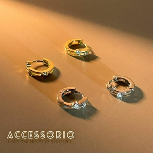 ╶◇╴拾飾 Accessorio 現貨 迷你圓圈鋯石 S925鍍14K金耳環