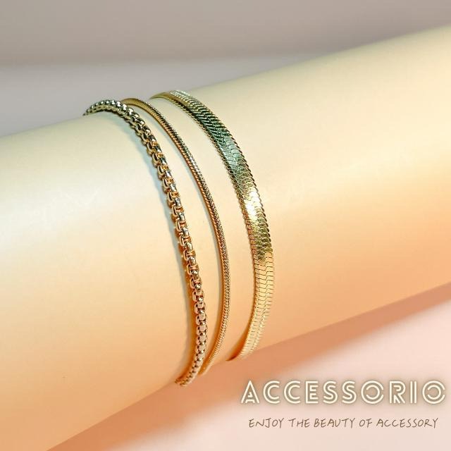 ╶◇╴拾飾 Accessorio 現貨  鈦鋼 扁平蛇骨 八角蛇骨 盒子手鍊-細節圖8