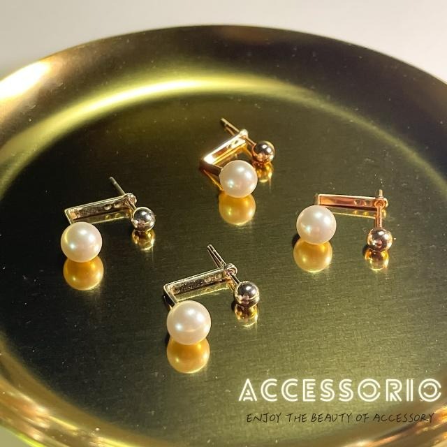 ╶◇╴拾飾 Accessorio 現貨  S925純銀小金豆 天然珍珠耳環-細節圖2