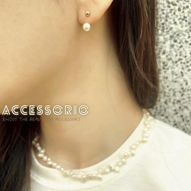 ╶◇╴拾飾 Accessorio 現貨  S925純銀小金豆 天然珍珠耳環-細節圖3