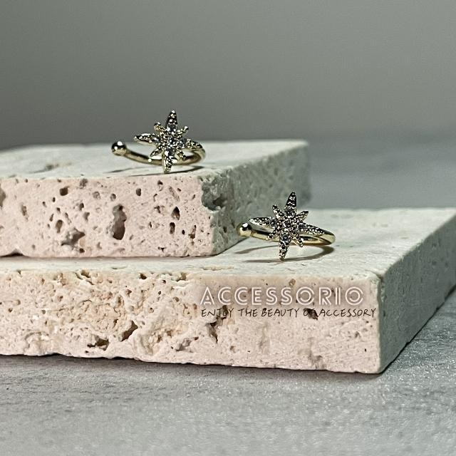 ╶◇╴拾飾 Accessorio 現貨  八芒星鋯石 耳骨夾-細節圖4