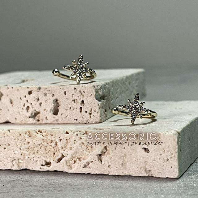 ╶◇╴拾飾 Accessorio 現貨  八芒星鋯石 耳骨夾-細節圖5