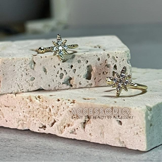 ╶◇╴拾飾 Accessorio 現貨  八芒星鋯石 耳骨夾-細節圖6