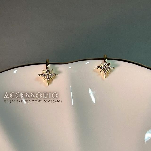 ╶◇╴拾飾 Accessorio 現貨  八芒星鋯石 耳骨夾-細節圖7