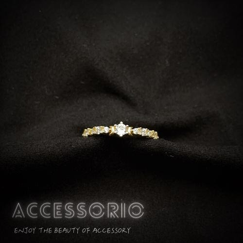 ╶◇╴拾飾 Accessorio 現貨  S925銀鍍14K金 排鑽鋯石 開口可調戒指-細節圖3