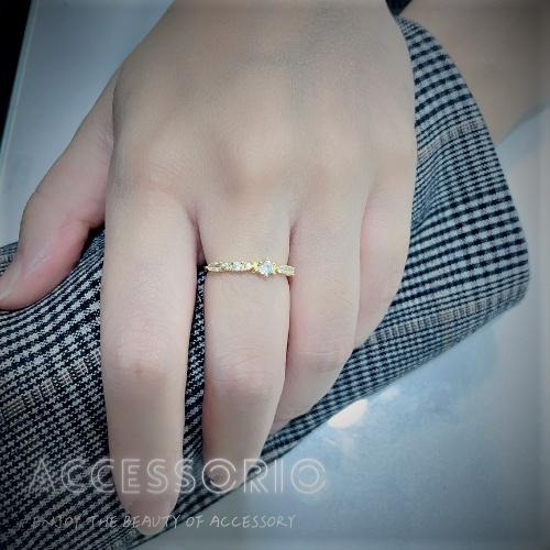 ╶◇╴拾飾 Accessorio 現貨  S925銀鍍14K金 排鑽鋯石 開口可調戒指-細節圖6