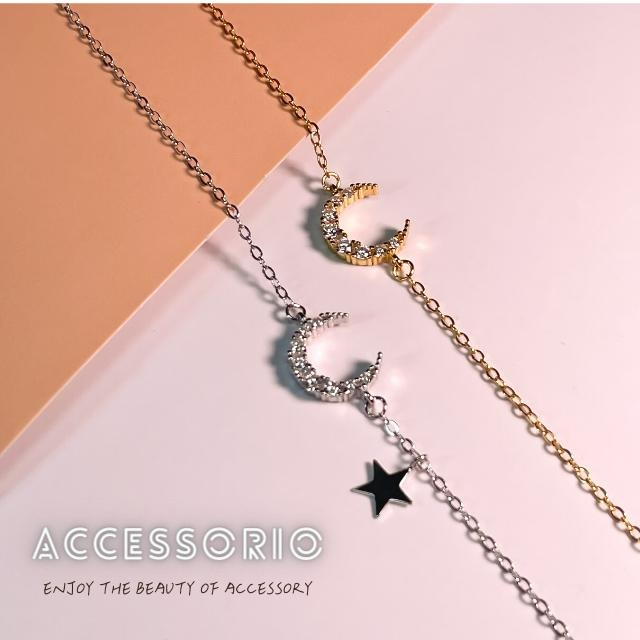 ╶◇╴拾飾 Accessorio 現貨  S925純銀 鋯石星月手鍊-細節圖3