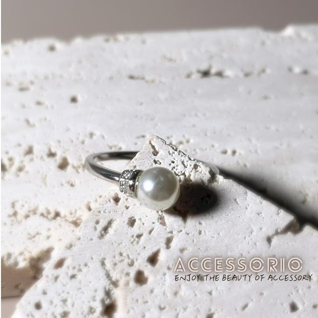 ╶◇╴拾飾 Accessorio 現貨 S925銀鍍白金 珍珠 開口可調戒-細節圖4
