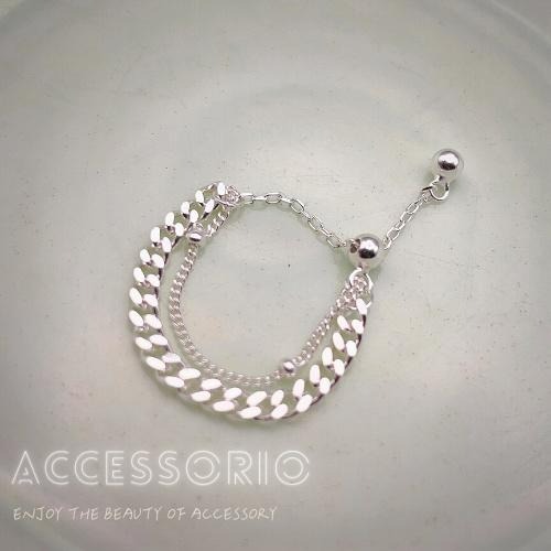 ╶◇╴拾飾 Accessorio 現貨  S925銀 怎麼有這麼好看的 可調式雙層鍊戒-細節圖2