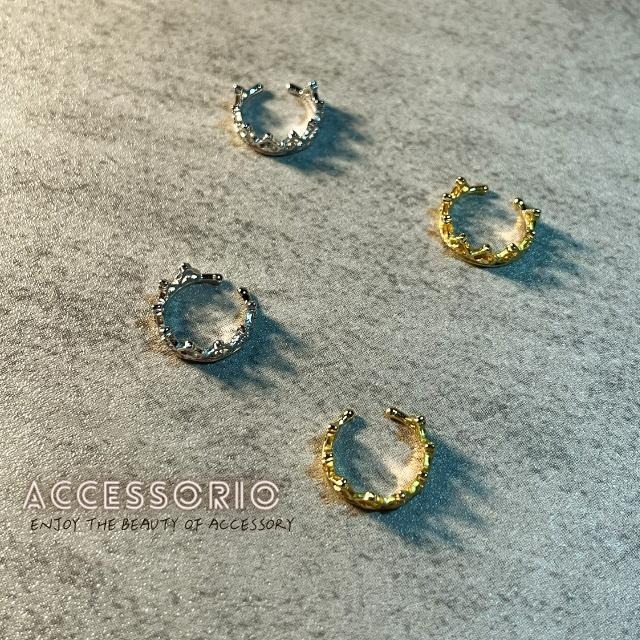 ╶◇╴拾飾 Accessorio 現貨 S925通體純銀鍍14K金 簍空皇冠 耳夾-細節圖2