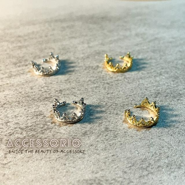 ╶◇╴拾飾 Accessorio 現貨 S925通體純銀鍍14K金 簍空皇冠 耳夾-細節圖3